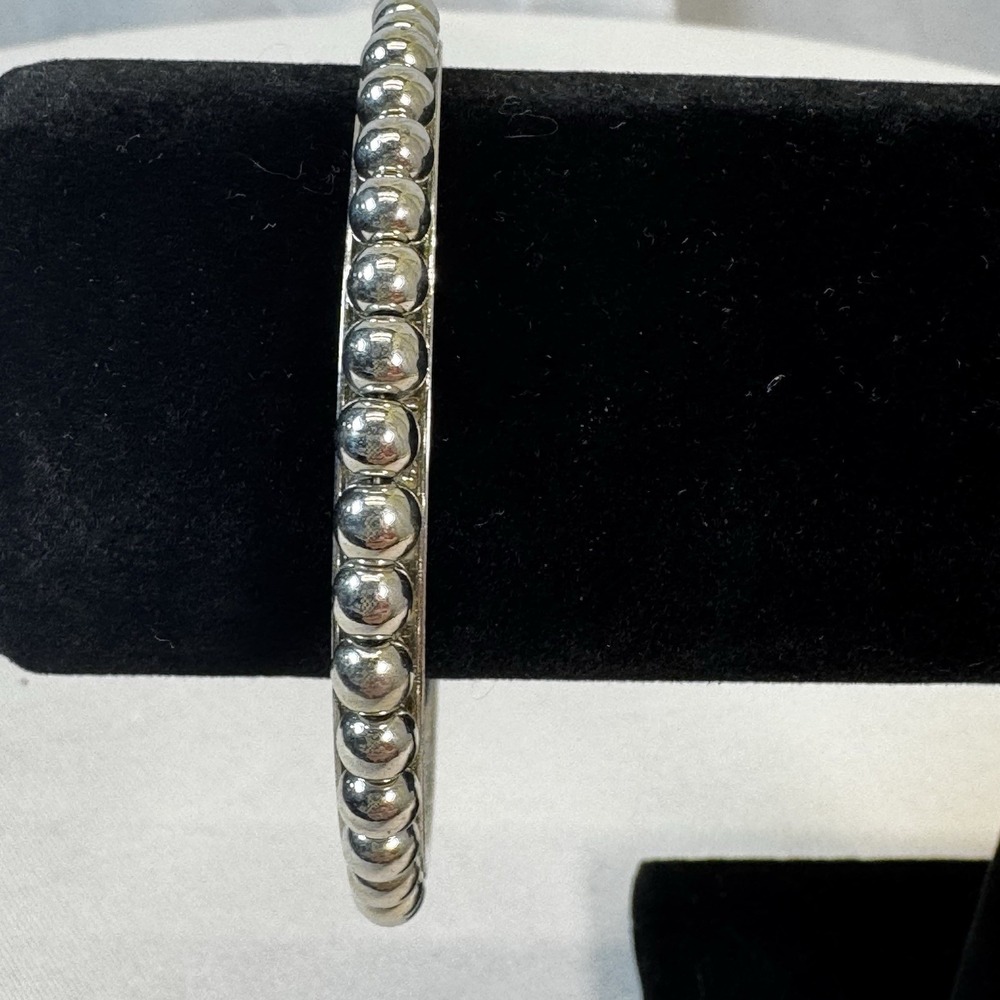 Silver Tone Bangle With Silver‎ Beads On Top